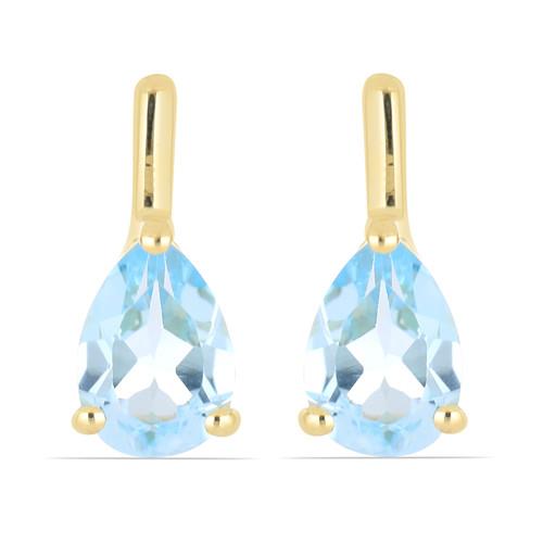 BUY STERLING SILVER GOLD PLATED NATURAL SKY BLUE TOPAZ GEMSTONE EARRINGS